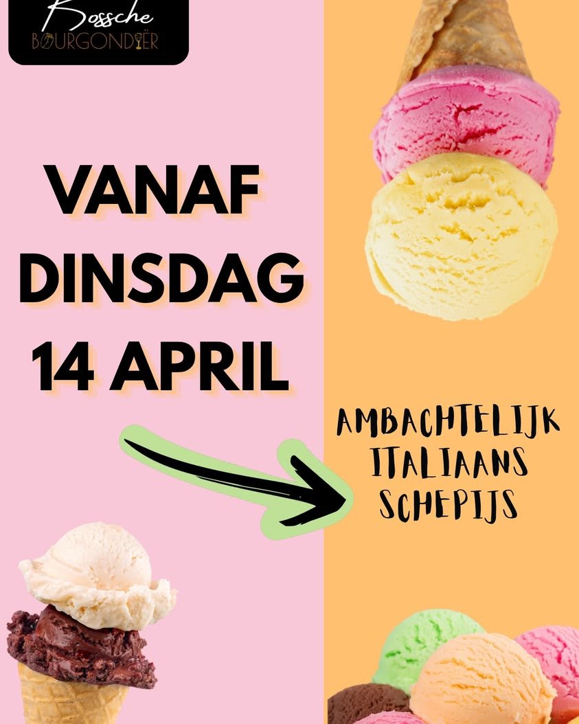 Aankondiging Italiaans schepijs vanaf dinsdag 14 april