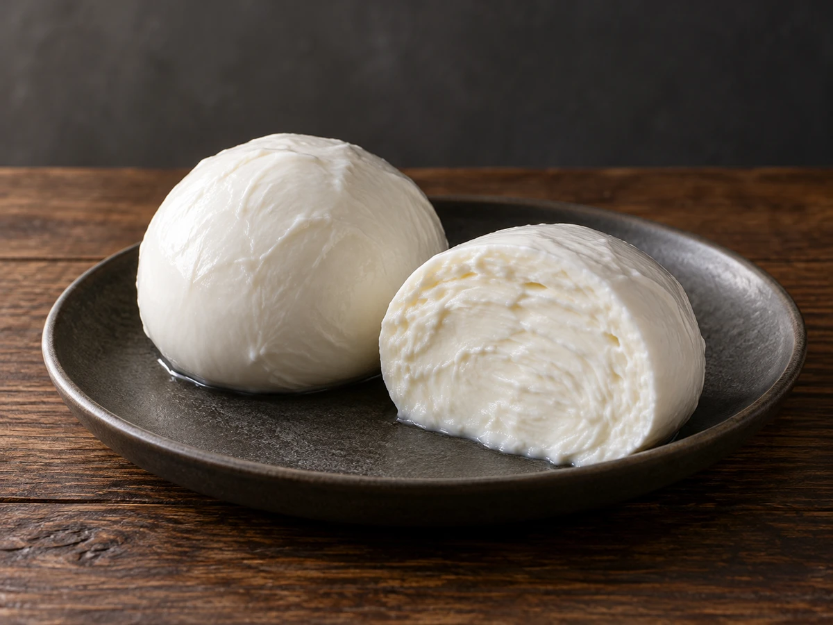 Mozzarella op een robuuste houten kaasplank
