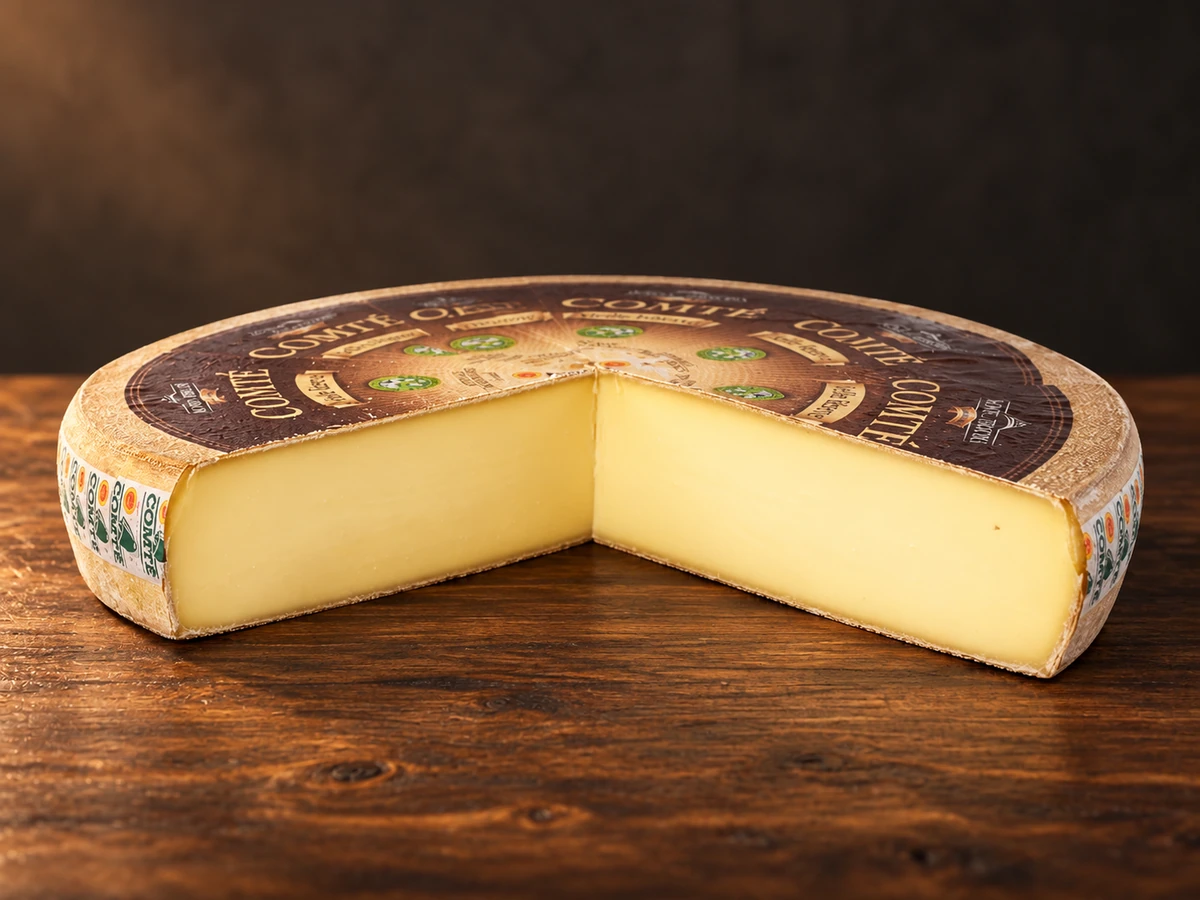 Comté op een robuuste houten kaasplank