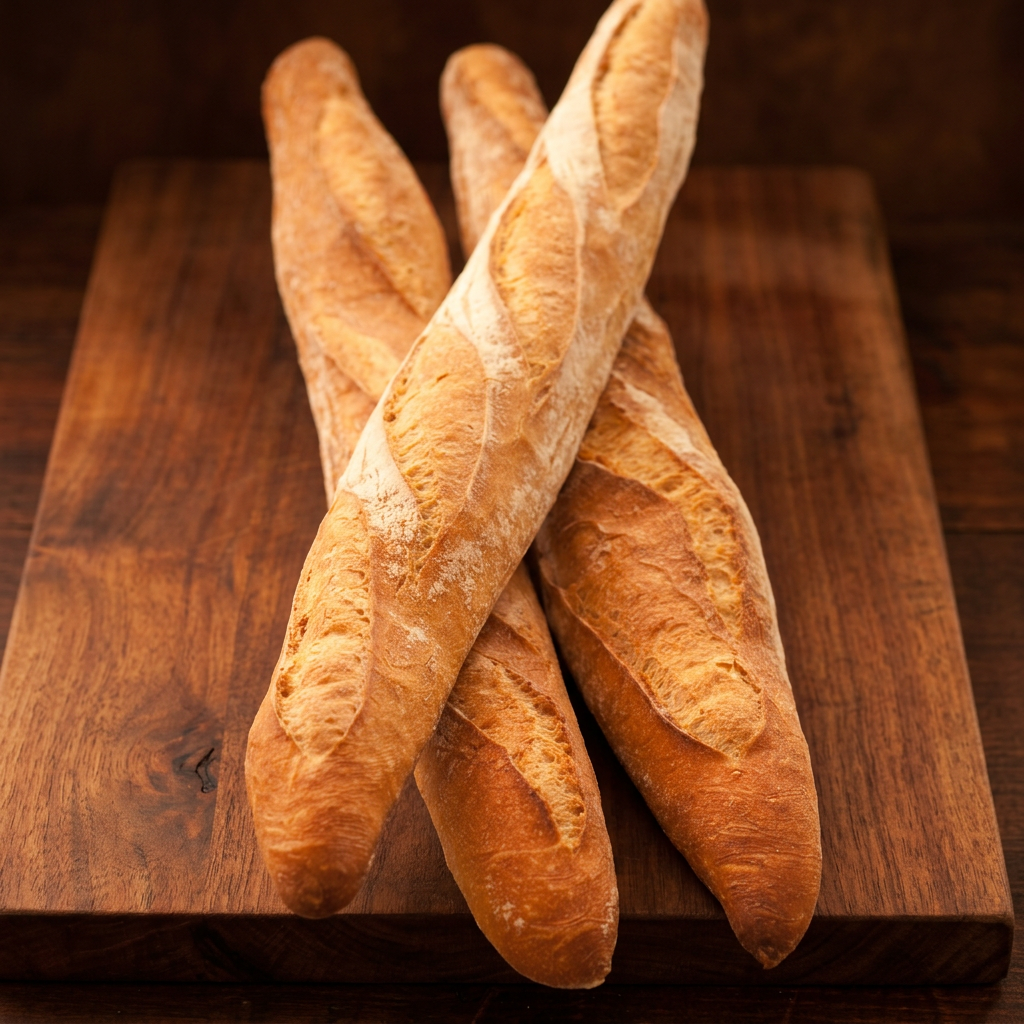 Wit stokbrood op een houten plank