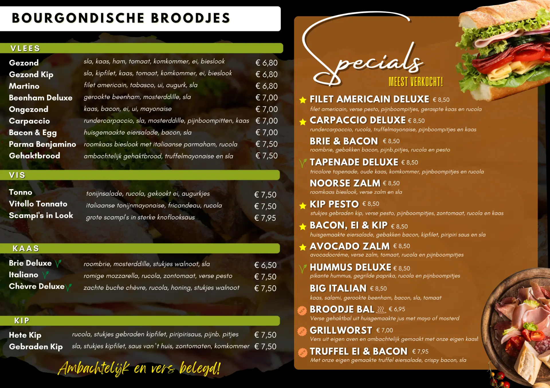Lunchmenu: Bourgondische broodjes en specials
