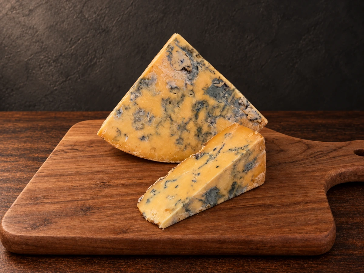Blue Stilton op houten plank